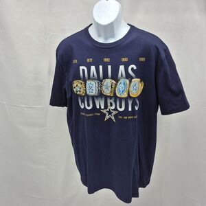 NWOT Dallas Cowboys 5X Super Bowl Champions Rings T-Shirt Navy Blue Men's L
